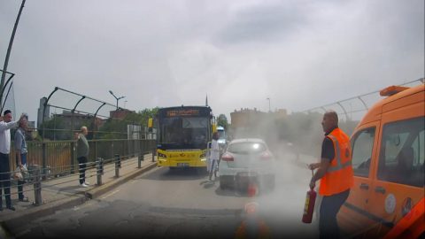 İstanbul'da bıçaklı sürücüye yangın tüpüyle müdahale kamerada